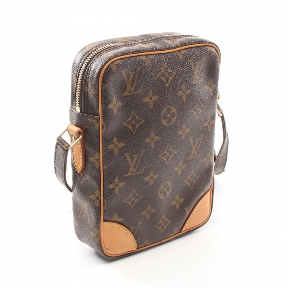Louis Vuitton Danube Monogram Shoulder Bag Leather Brown